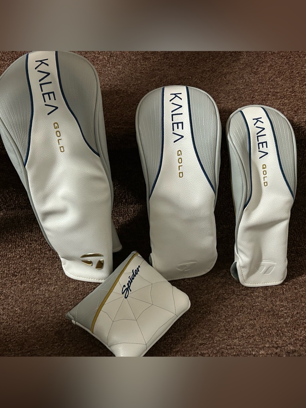 TaylorMade Kalea Gold White and Gold Golf Club Headcovers Set NEW , never used